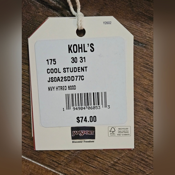 JANSPORT BACKPACK- Cool Student NWT Navy Htred - Picture 3 of 4